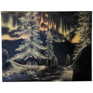 Handmade Original Acrylic Painting "Illumination" 18x14" Landscape Winter Decor